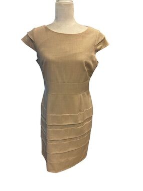 Structured Midi Sheath Dress in Beige